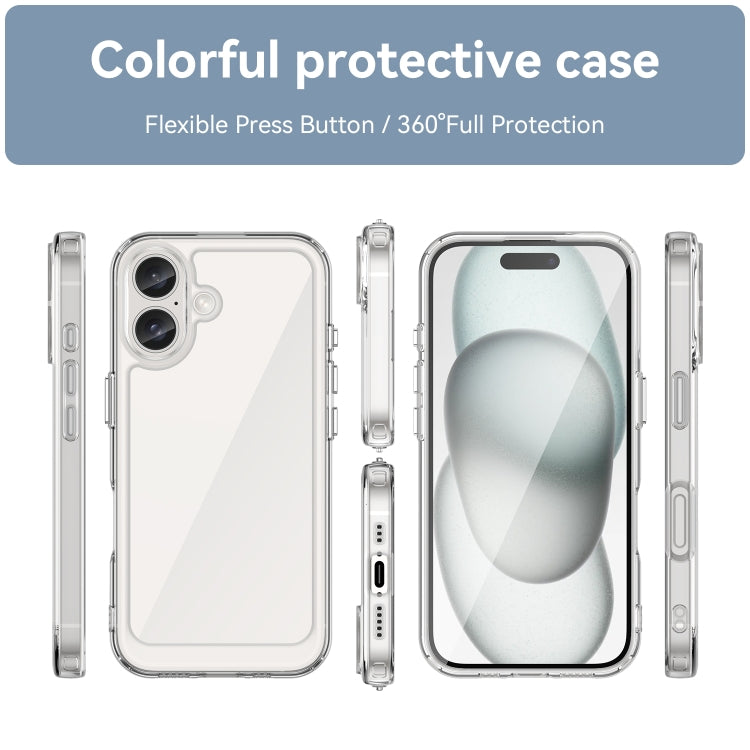 For iPhone 16 Plus Colorful Series Acrylic + TPU Phone Case