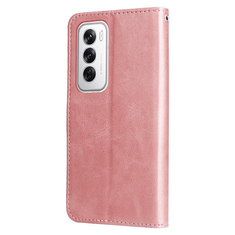 For OPPO Reno12 5G Global Fashion Calf Texture Zipper Leather Phone Case