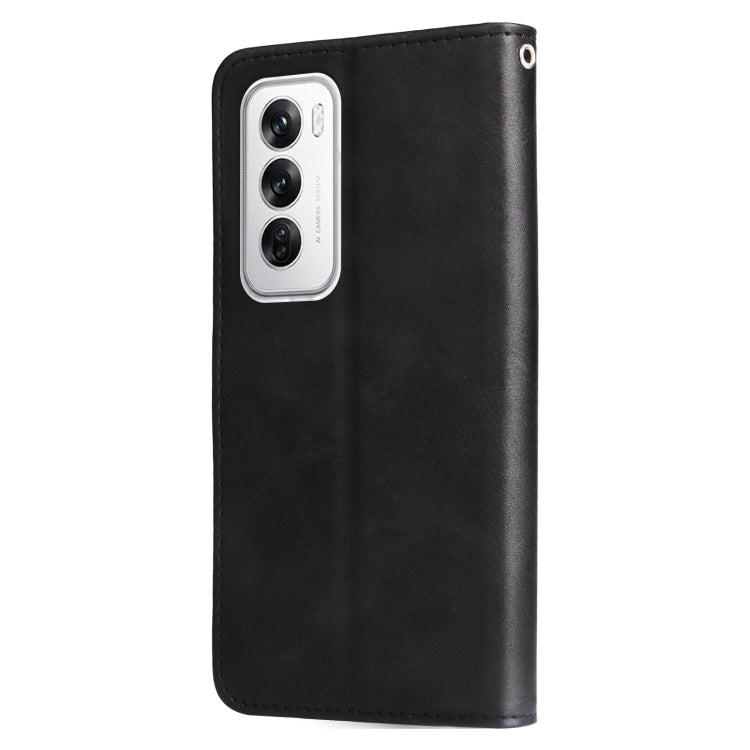 For OPPO Reno12 5G Global Fashion Calf Texture Zipper Leather Phone Case