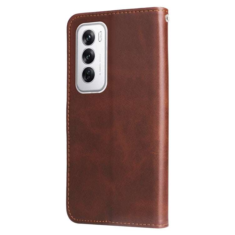 For OPPO Reno12 5G Global Fashion Calf Texture Zipper Leather Phone Case