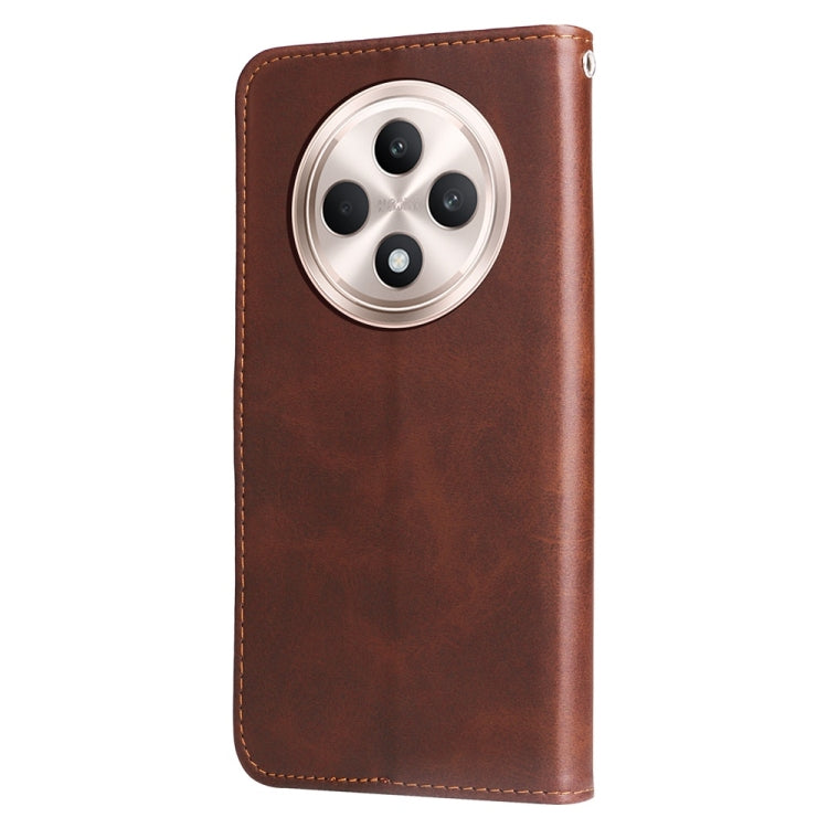 For OPPO Reno12 F 5G Global Fashion Calf Texture Zipper Leather Phone Case