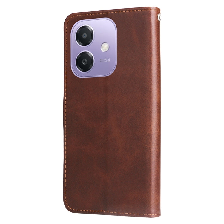 For OPPO A5x 4G / 5G / A3x 4G / 5G India Fashion Calf Texture Zipper Leather Phone Case