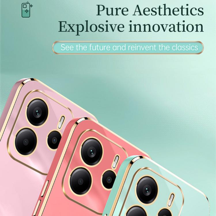 For Redmi Note 14 4G 163.25mm XINLI Straight Edge 6D Electroplate TPU Phone Case