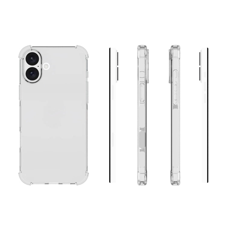 For iPhone 16 Plus Shockproof Non-slip Thickening TPU Phone Case - Transparent