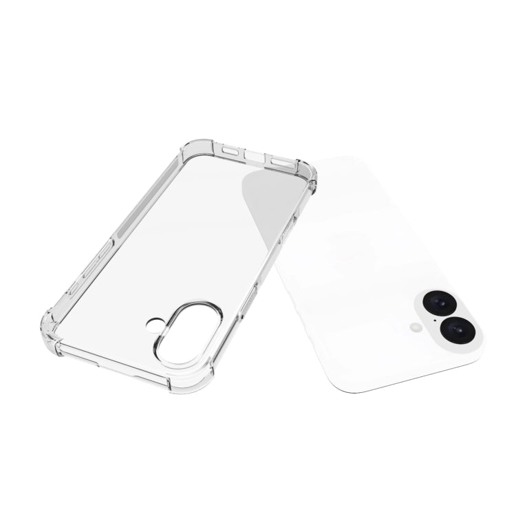 For iPhone 16 Plus Shockproof Non-slip Thickening TPU Phone Case - Transparent