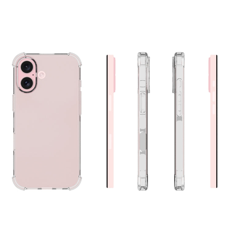 For iPhone 16 Shockproof Non-slip Thickening TPU Phone Case - Transparent