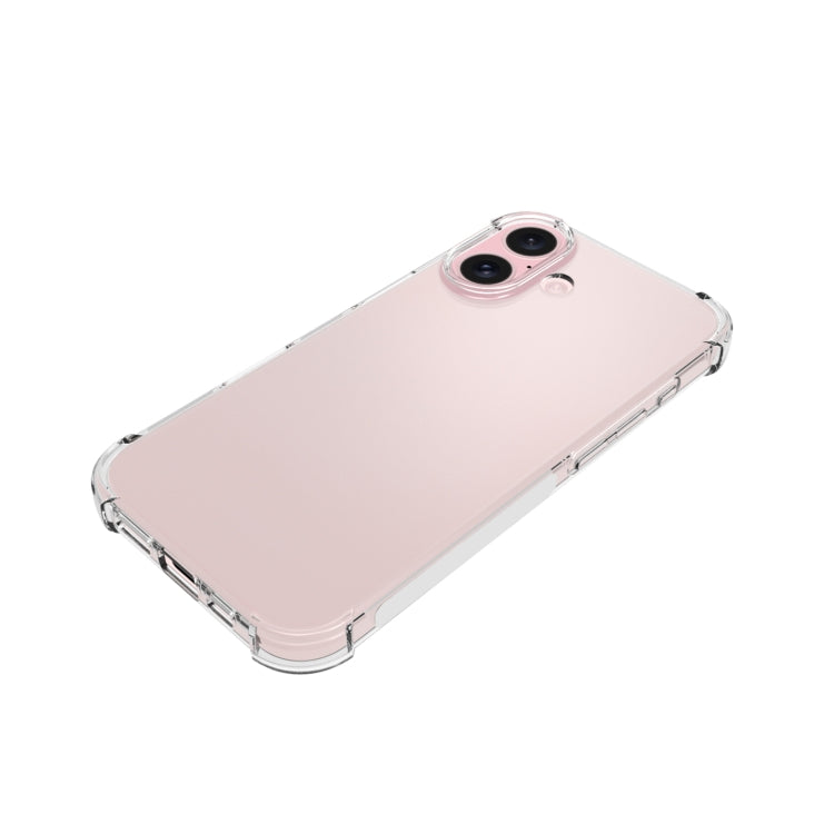 For iPhone 16 Shockproof Non-slip Thickening TPU Phone Case - Transparent