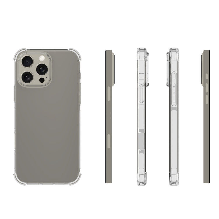 For iPhone 16 Pro Max Shockproof Non-slip Thickening TPU Phone Case - Transparent