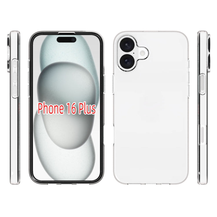 For iPhone 16 Plus Waterproof Texture TPU Phone Case - Transparent