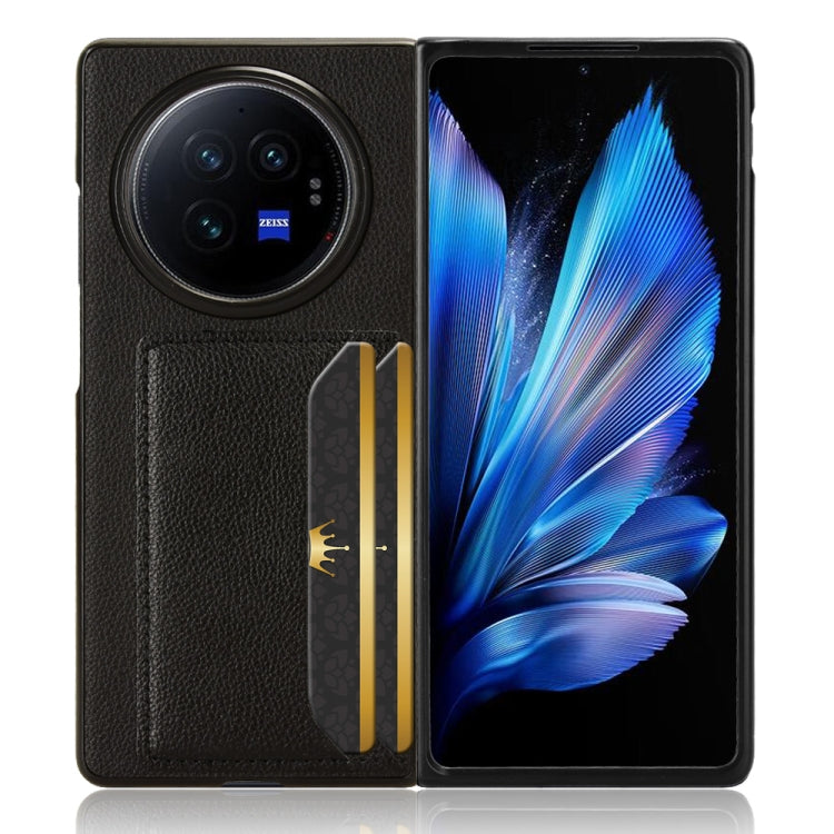 For vivo X Fold3 Litchi Texture Card Slots Back Cover Phone Case