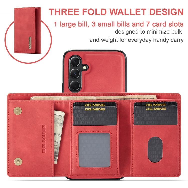 For Samsung Galaxy A35 5G DG.MING M1 Series 3-Fold Multi Card Wallet + Magnetic Phone Case