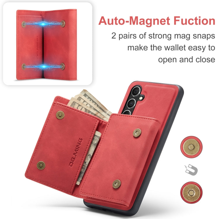 For Samsung Galaxy A35 5G DG.MING M1 Series 3-Fold Multi Card Wallet + Magnetic Phone Case