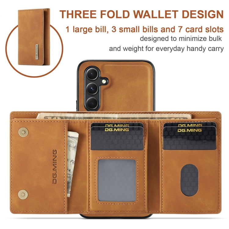 For Samsung Galaxy A35 5G DG.MING M1 Series 3-Fold Multi Card Wallet + Magnetic Phone Case