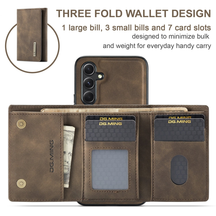 For Samsung Galaxy A35 5G DG.MING M1 Series 3-Fold Multi Card Wallet + Magnetic Phone Case