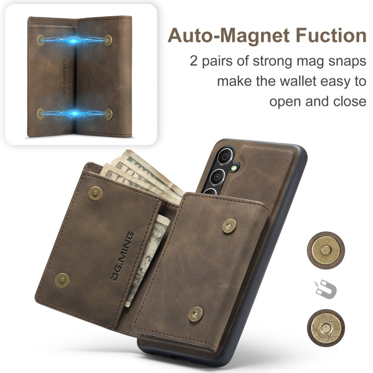 For Samsung Galaxy A35 5G DG.MING M1 Series 3-Fold Multi Card Wallet + Magnetic Phone Case