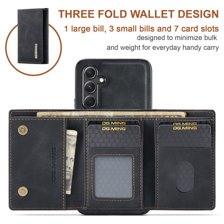 For Samsung Galaxy A35 5G DG.MING M1 Series 3-Fold Multi Card Wallet + Magnetic Phone Case