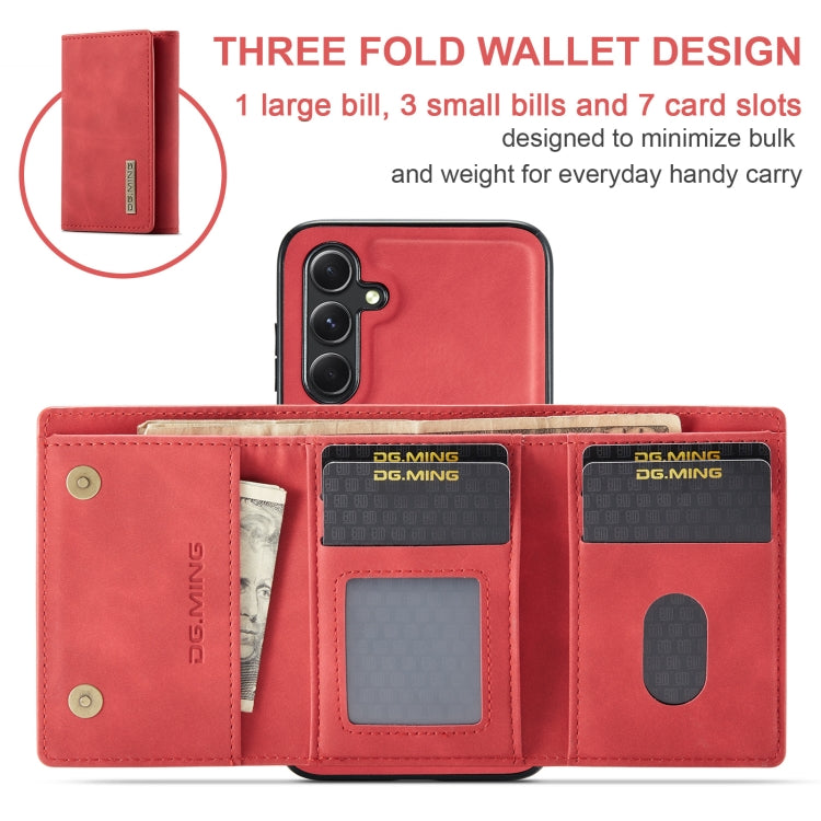 For Samsung Galaxy A55 5G DG.MING M1 Series 3-Fold Multi Card Wallet + Magnetic Phone Case