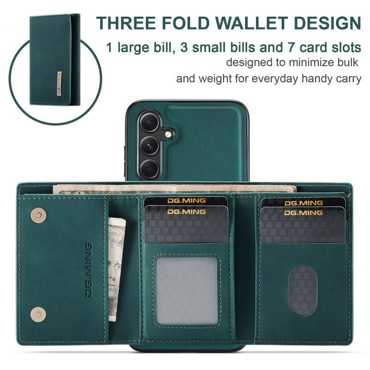 For Samsung Galaxy A55 5G DG.MING M1 Series 3-Fold Multi Card Wallet + Magnetic Phone Case