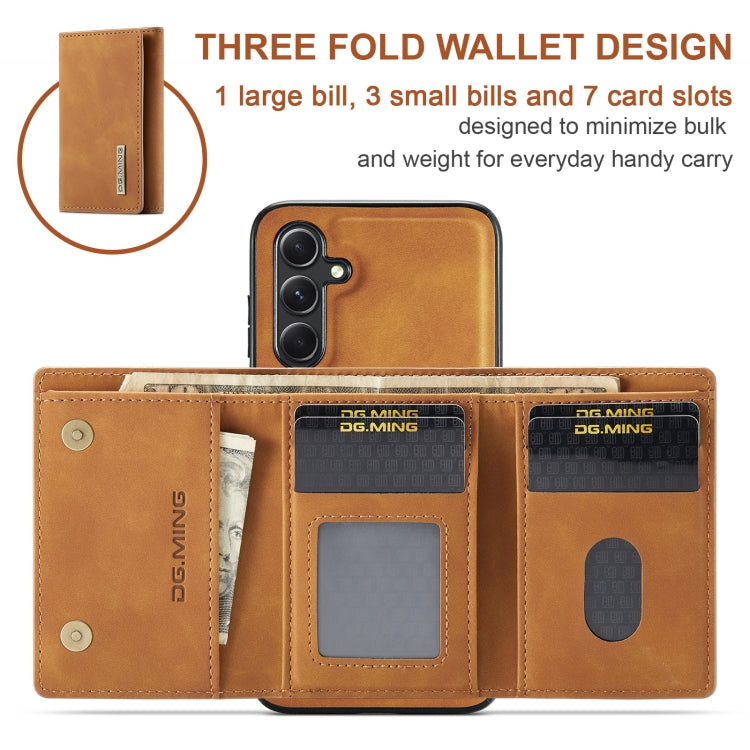 For Samsung Galaxy A55 5G DG.MING M1 Series 3-Fold Multi Card Wallet + Magnetic Phone Case