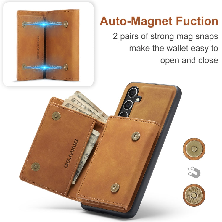 For Samsung Galaxy A55 5G DG.MING M1 Series 3-Fold Multi Card Wallet + Magnetic Phone Case