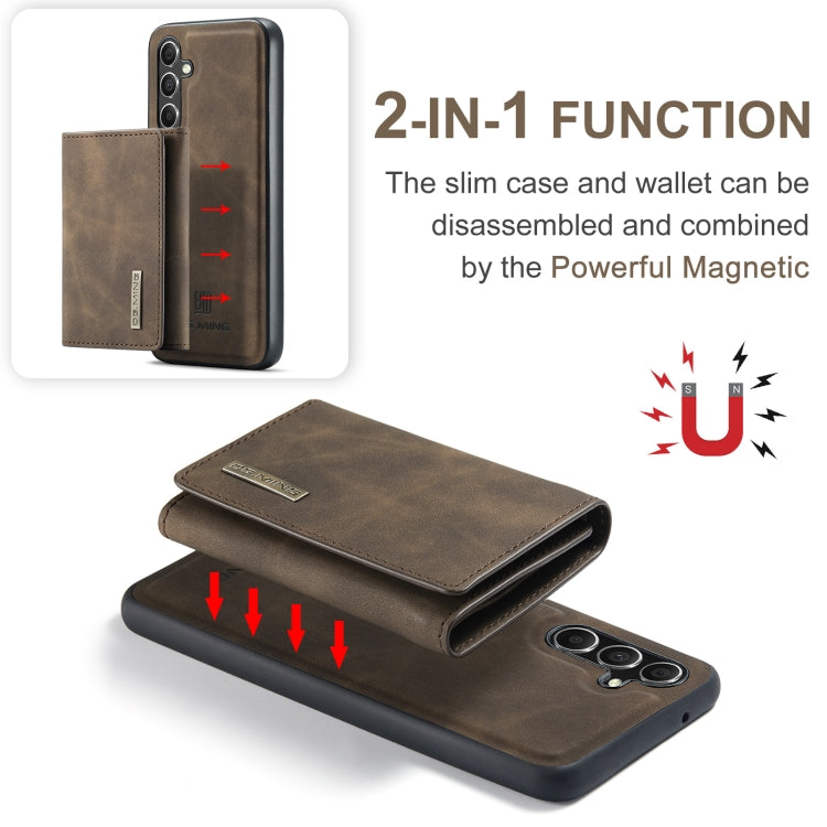For Samsung Galaxy A55 5G DG.MING M1 Series 3-Fold Multi Card Wallet + Magnetic Phone Case