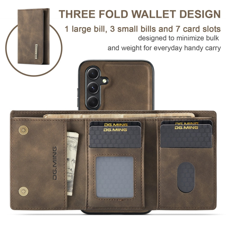 For Samsung Galaxy A55 5G DG.MING M1 Series 3-Fold Multi Card Wallet + Magnetic Phone Case