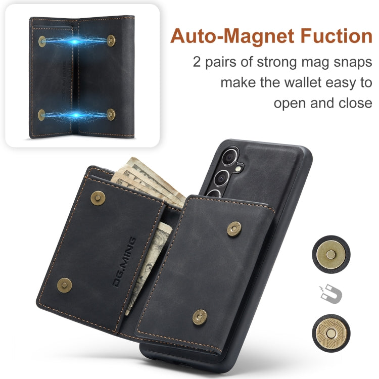For Samsung Galaxy A55 5G DG.MING M1 Series 3-Fold Multi Card Wallet + Magnetic Phone Case