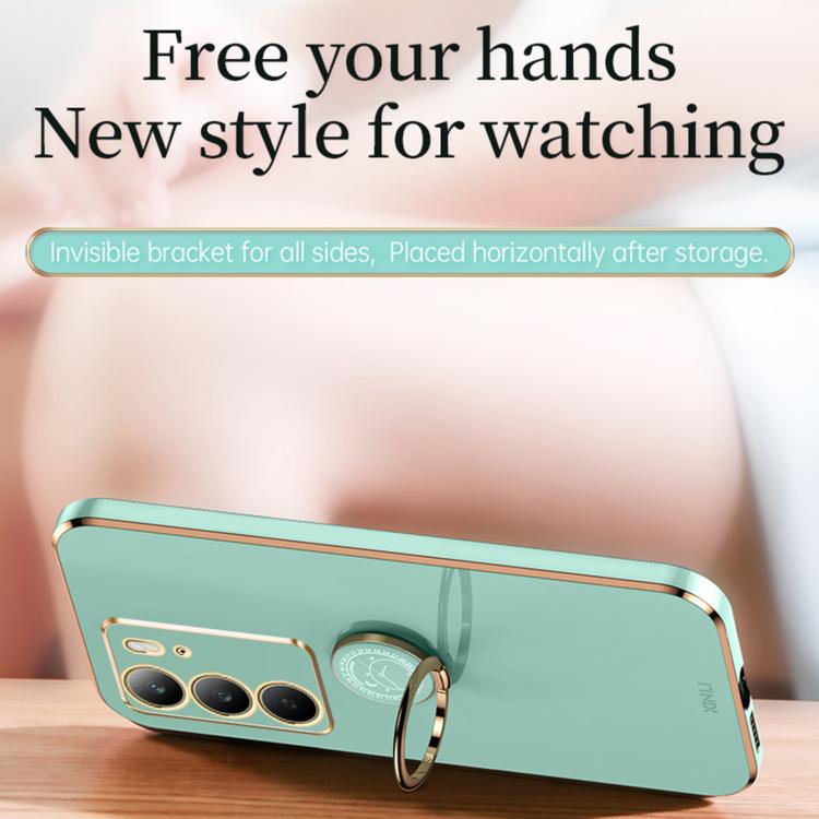 For Realme C75 XINLI Straight Edge 6D Electroplate TPU Phone Case with Ring Holder