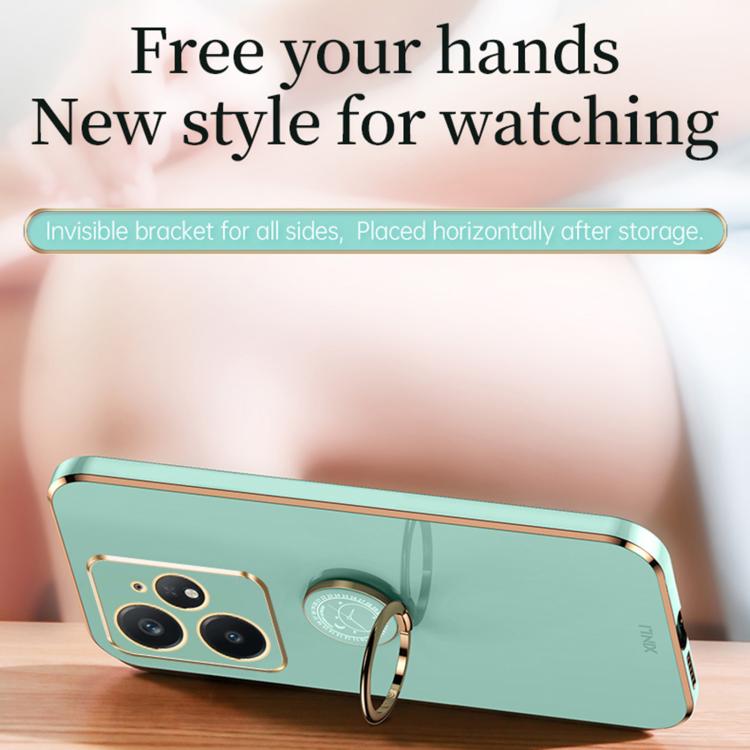 For Realme Neo7 SE XINLI Straight Edge 6D Electroplate TPU Phone Case with Ring Holder