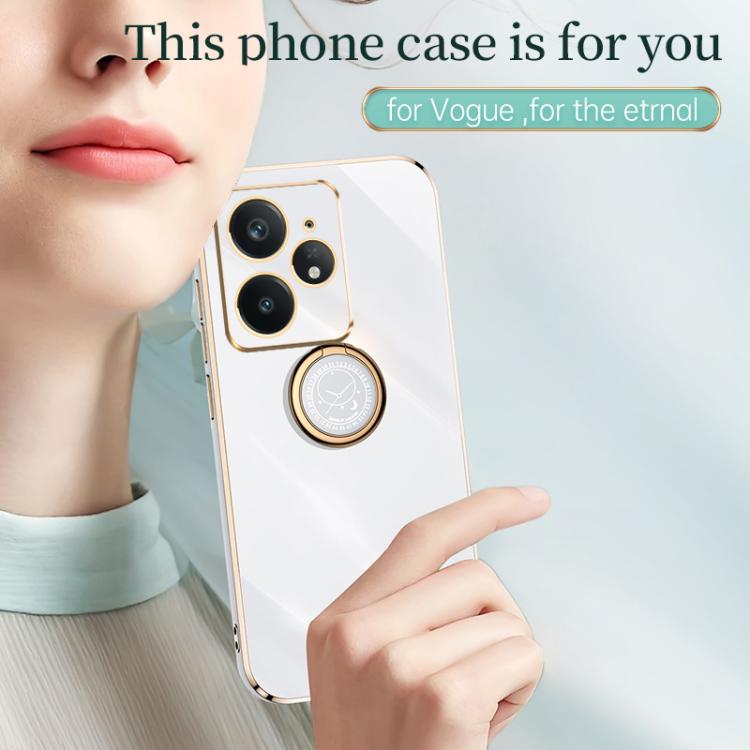 For Realme Neo7 SE XINLI Straight Edge 6D Electroplate TPU Phone Case with Ring Holder