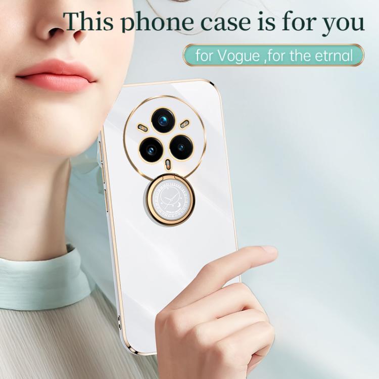 For Realme14 Pro+ XINLI Straight Edge 6D Electroplate TPU Phone Case with Ring Holder