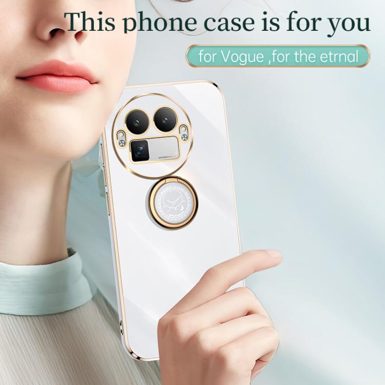 For Realme GT 8 Pro 5G XINLI Straight Edge 6D Electroplate TPU Phone Case with Ring Holder