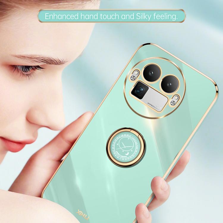 For Realme GT 8 Pro 5G XINLI Straight Edge 6D Electroplate TPU Phone Case with Ring Holder