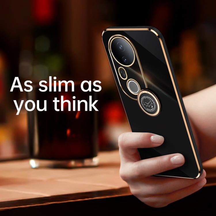 For vivo S20 Pro XINLI Straight Edge 6D Electroplate TPU Phone Case with Ring Holder