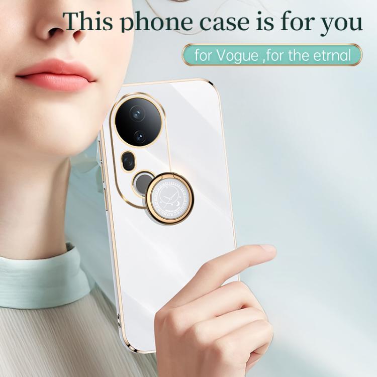 For vivo S20 Pro XINLI Straight Edge 6D Electroplate TPU Phone Case with Ring Holder
