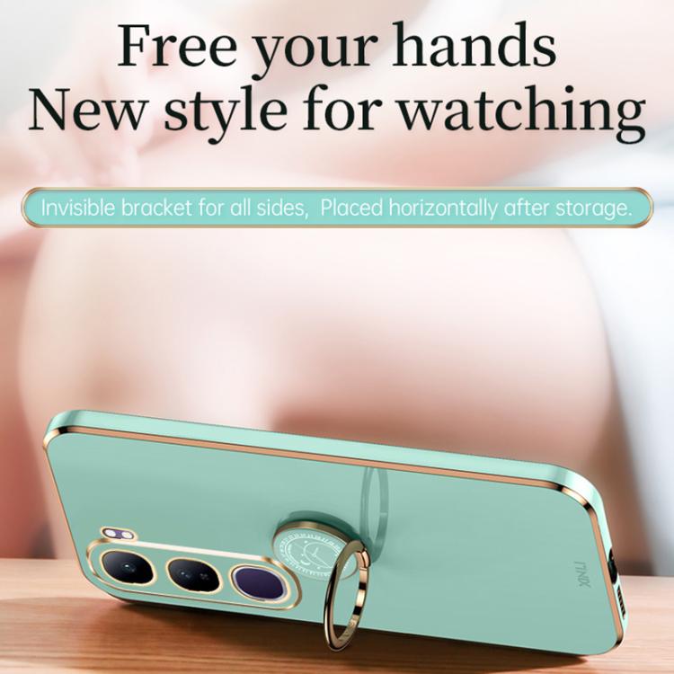 For vivo V40 Lite 5G XINLI Straight Edge 6D Electroplate TPU Phone Case with Ring Holder