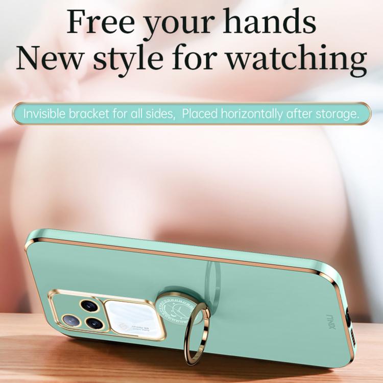 For vivo S18 Pro XINLI Straight Edge 6D Electroplate TPU Phone Case with Ring Holder