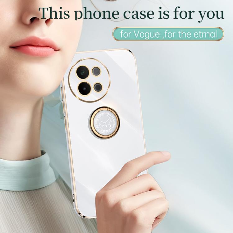 For vivo S18e XINLI Straight Edge 6D Electroplate TPU Phone Case with Ring Holder