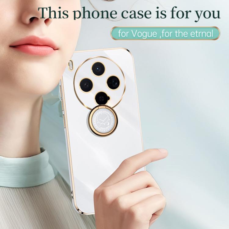 For vivo X300 5G XINLI Straight Edge 6D Electroplate TPU Phone Case with Ring Holder