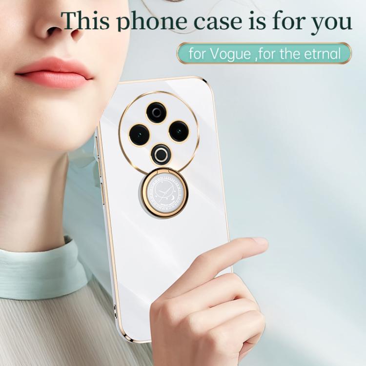 For vivo Y500 5G XINLI Straight Edge 6D Electroplate TPU Phone Case with Ring Holder