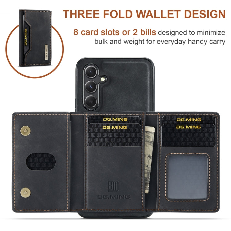 For Samsung Galaxy A35 5G DG.MING M2 Series 3-Fold Multi Card Bag + Magnetic Phone Case