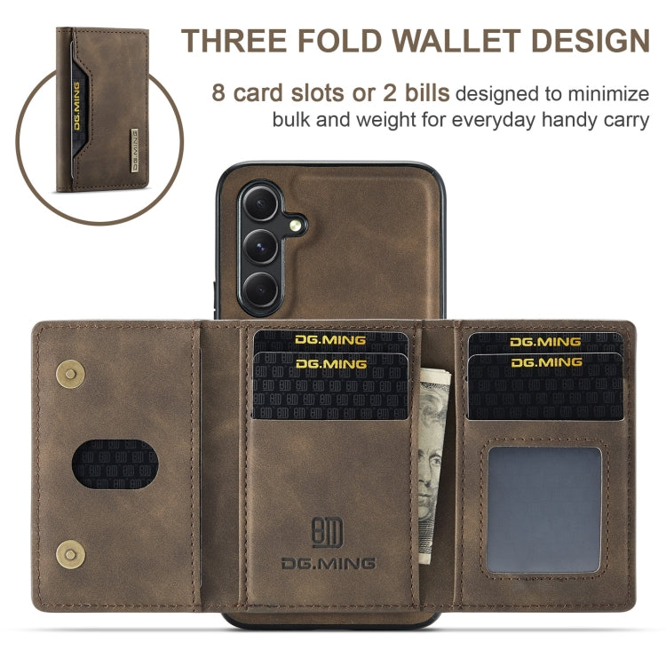 For Samsung Galaxy A35 5G DG.MING M2 Series 3-Fold Multi Card Bag + Magnetic Phone Case