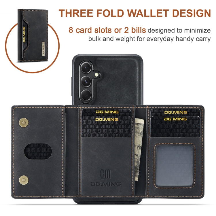 For Samsung Galaxy A55 5G DG.MING M2 Series 3-Fold Multi Card Bag + Magnetic Phone Case