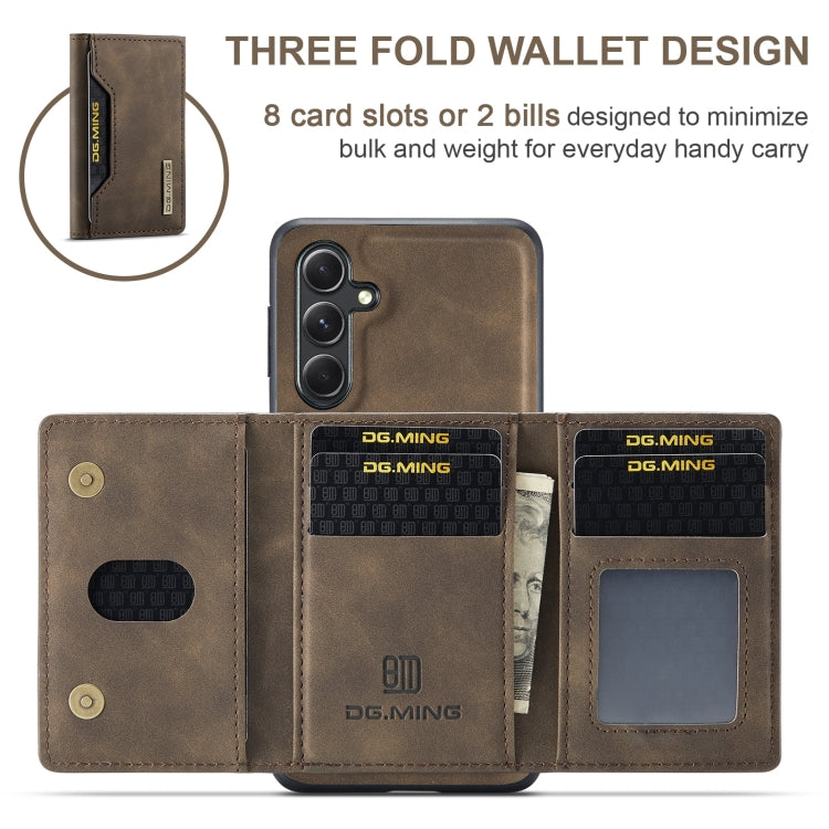 For Samsung Galaxy A55 5G DG.MING M2 Series 3-Fold Multi Card Bag + Magnetic Phone Case