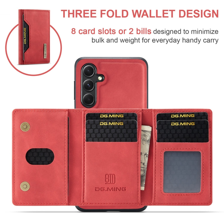 For Samsung Galaxy A55 5G DG.MING M2 Series 3-Fold Multi Card Bag + Magnetic Phone Case