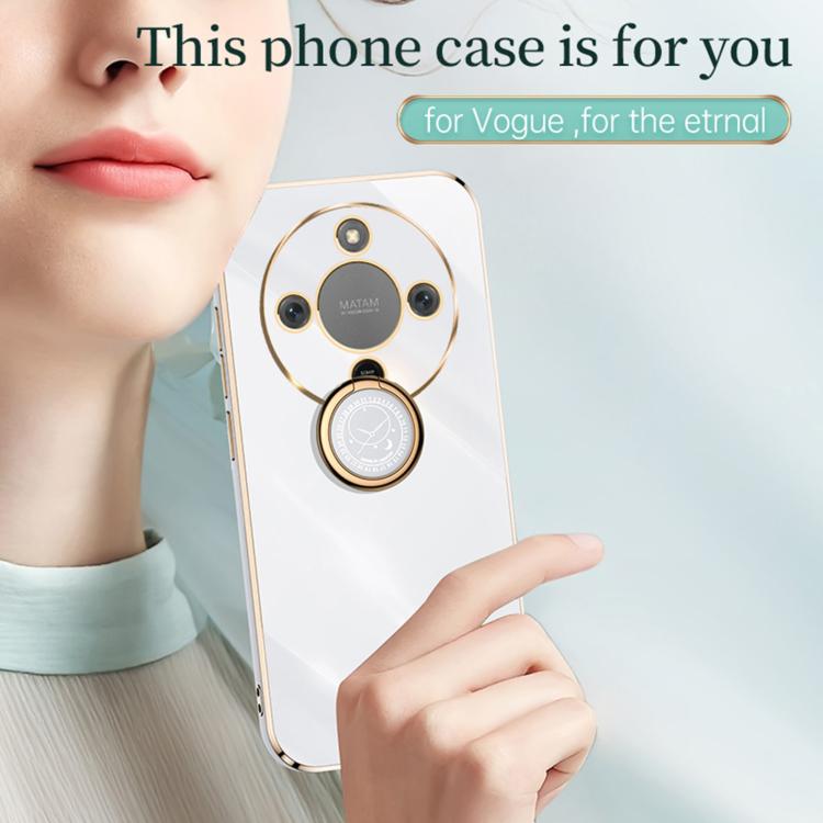 For Honor X70 5G XINLI Straight Edge 6D Electroplate TPU Phone Case with Ring Holder