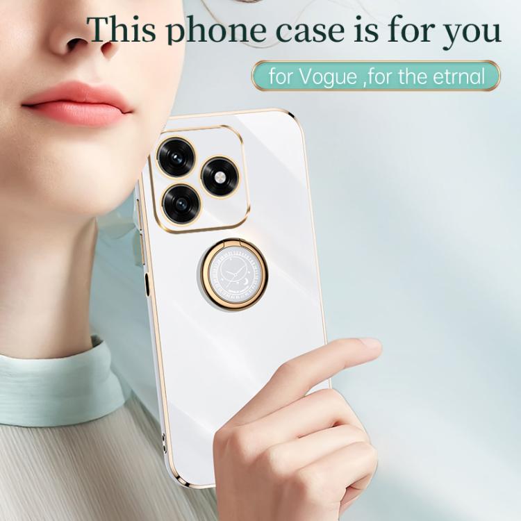 For Honor X5c Plus XINLI Straight Edge 6D Electroplate TPU Phone Case with Ring Holder