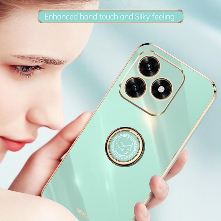 For Honor X5c Plus XINLI Straight Edge 6D Electroplate TPU Phone Case with Ring Holder