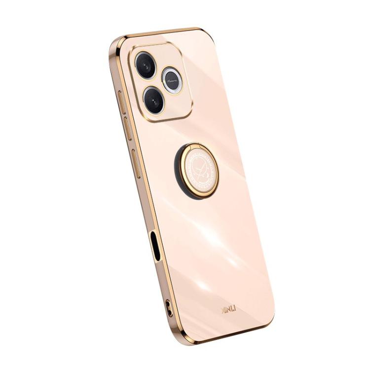 For Honor 600 Lite Global XINLI Straight Edge 6D Electroplate TPU Phone Case with Ring Holder