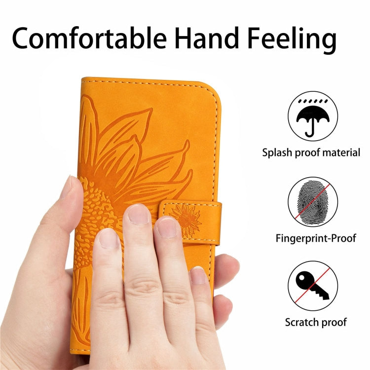 For Xiaomi Redmi 13 4G Global / 5G Global Skin Feel Sun Flower Embossed Flip Leather Phone Case with Lanyard